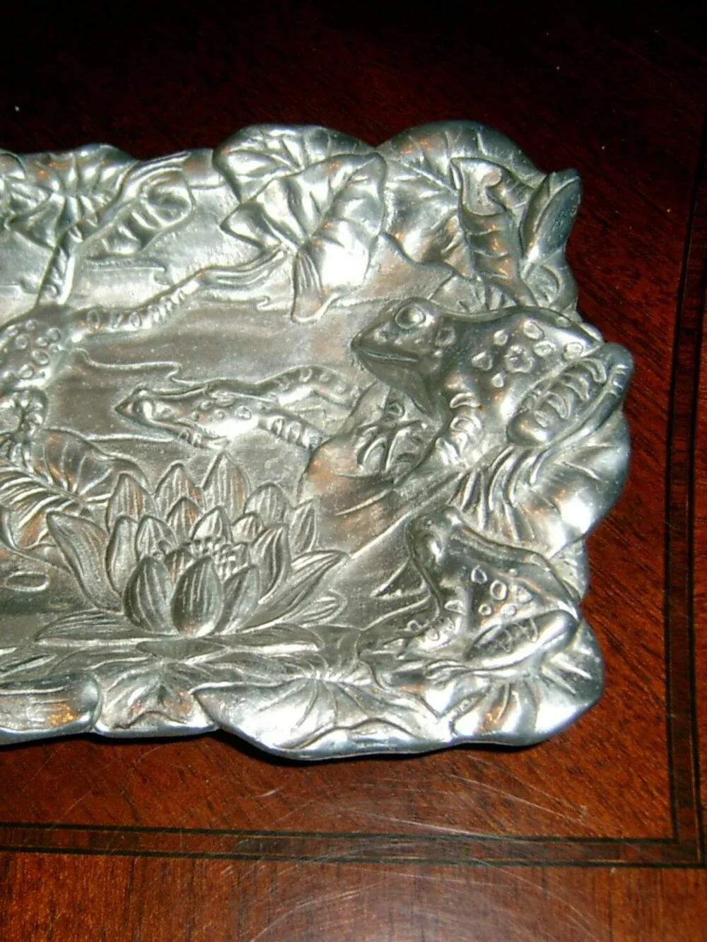 Arthur Court 1994 Frog and Lotus Pewter Tray